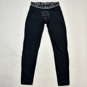 Nike Pro Mens XL Compression Running Tights Stretch Logo Black Gray Striped